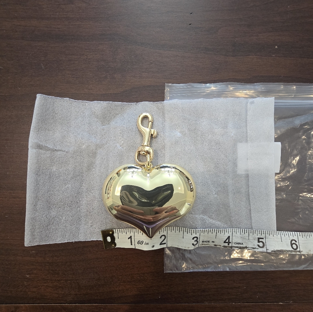 Clare V. Grand Mylar Heart Fob Gold